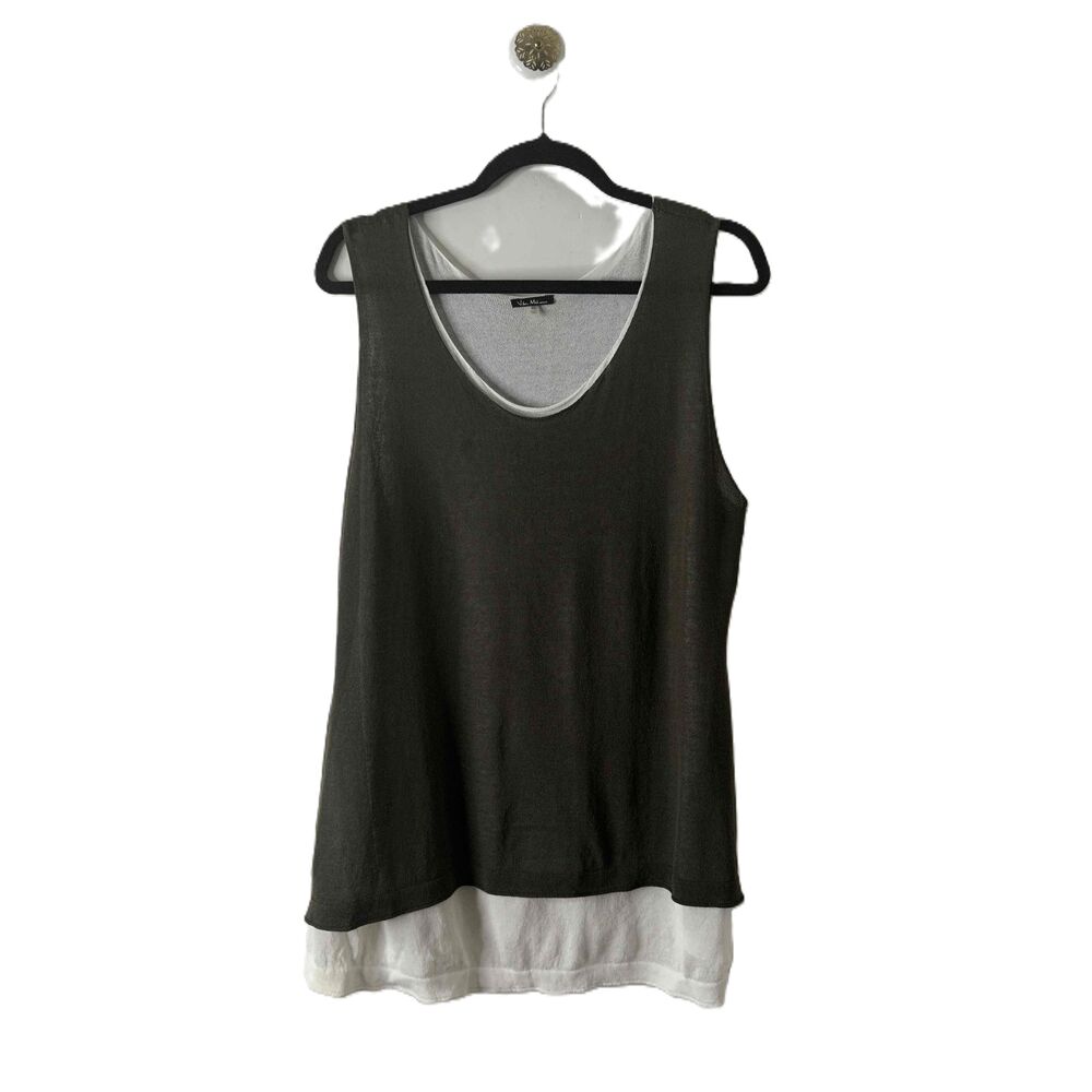 Vila Milano Top Womens Size XL Green Sleeveless Layered Round Neck